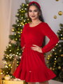 A-Linien-Samtkleid VSB VELVET RED