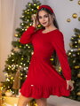 A-Linien-Samtkleid VSB VELVET RED
