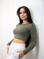 Damen Crop-Top T-Shirt VSB AMI oliv-grün