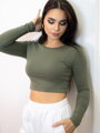 Damen Crop-Top T-Shirt VSB AMI oliv-grün