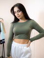 Damen Crop-Top T-Shirt VSB AMI oliv-grün