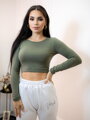 Damen Crop-Top T-Shirt VSB AMI oliv-grün