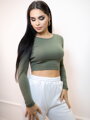 Damen Crop-Top T-Shirt VSB AMI oliv-grün