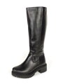 Damen Lederstiefel mit Plattform AFRODYTA schwarz glatt