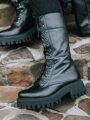 Damen Schnürstiefel aus Echtleder B-02 schwarz