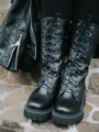 Damen Schnürstiefel aus Echtleder B-02 schwarz