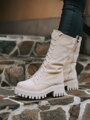 Zeitlose Damenstiefel aus echtem Leder B-02 creme