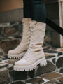 Zeitlose Damenstiefel aus echtem Leder B-02 creme