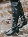 Damen Lederstiefel über den Knien BARSA schwarz