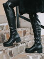 Damen Lederstiefel über den Knien BARSA schwarz