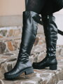 Damen Lederstiefel über den Knien BARSA schwarz