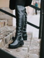 Damen Lederstiefel über den Knien BARSA schwarz