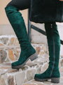 Damen Leder Overknee Stiefel BARSA smaragd matt