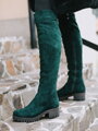 Damen Leder Overknee Stiefel BARSA smaragd matt