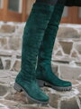 Damen Leder Overknee Stiefel BARSA smaragd matt