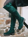 Damen Leder Overknee Stiefel BARSA smaragd matt