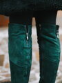 Damen Leder Overknee Stiefel BARSA smaragd matt