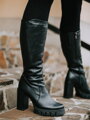 Damen Lederstiefel mit Absatz LOTTA schwarz glänzend