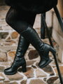 Damen Lederstiefel mit Absatz LOTTA schwarz glänzend