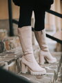 Damen Winterstiefel aus gebürstetem Leder LOTTA creme