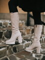 Damen Winterstiefel aus gebürstetem Leder LOTTA creme