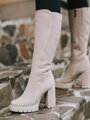 Damen Winterstiefel aus gebürstetem Leder LOTTA creme
