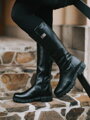 Schwarze Damenstiefel aus echtem Leder MARINA