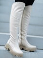 GRASSO KOT Hohe Stiefel aus echtem Leder, Creme