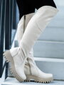 GRASSO KOT Hohe Stiefel aus echtem Leder, Creme