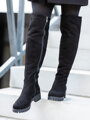 Damen Lederstiefel über den Knien BARSA schwarz matt