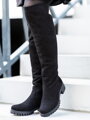 Damen Lederstiefel über den Knien BARSA schwarz matt