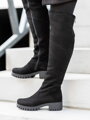 Damen Lederstiefel über den Knien BARSA schwarz matt