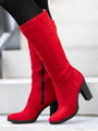 Damen Lederstiefel mit Absatz Ema 08 rot matt