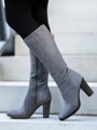Damen Lederstiefel mit Absatz Ema 08 grau matt