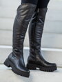 Hohe schwarze Stiefel aus echtem Leder GRASSO KOT schwarz