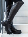 Hohe schwarze Stiefel aus echtem Leder GRASSO KOT schwarz