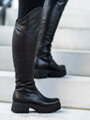 Hohe schwarze Stiefel aus echtem Leder GRASSO KOT schwarz