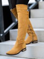 Damen Lederstiefel über den Knien Ema 040 Zimtfarbe