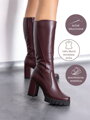 Bordové čižmy na opätku z pravej kože LOTTA - bordo 