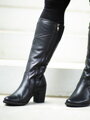 Damen-Lederstiefel schwarz ROCCA