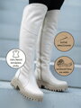 GRASSO KOT Hohe Stiefel aus echtem Leder, Creme