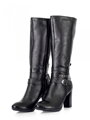 VERSABE Lederstiefel auf Absatz mit Schnalle Ema 09 schwarz