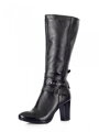 VERSABE Lederstiefel auf Absatz mit Schnalle Ema 09 schwarz