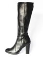 Damen Lederstiefel mit Absatz Ema 08 schwarz glatt
