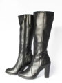 Damen Lederstiefel mit Absatz Ema 08 schwarz glatt