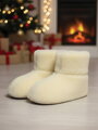 Warme Pantoffeln Modell 25 aus Schafwolle weiß