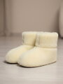 Warme Pantoffeln Modell 25 aus Schafwolle weiß