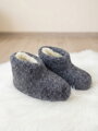 Mollig warme Knöchelhausschuhe aus Schafwolle, Modell 104, Grau