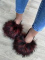 Offene Damen Hausschuhe Modell mit Pelz rot