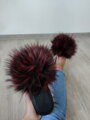 Offene Damen Hausschuhe Modell mit Pelz rot